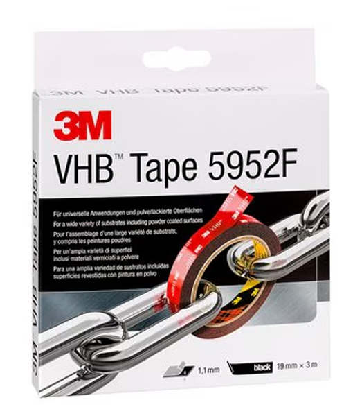 3M VHB 5952F, Klebeband, 19mm x 3m, schwarz, Kurzrolle Blister