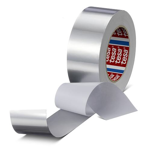 tesa 60632, Aluminium Klebeband mit Papier-Abdeckliner, 50mm x 50m