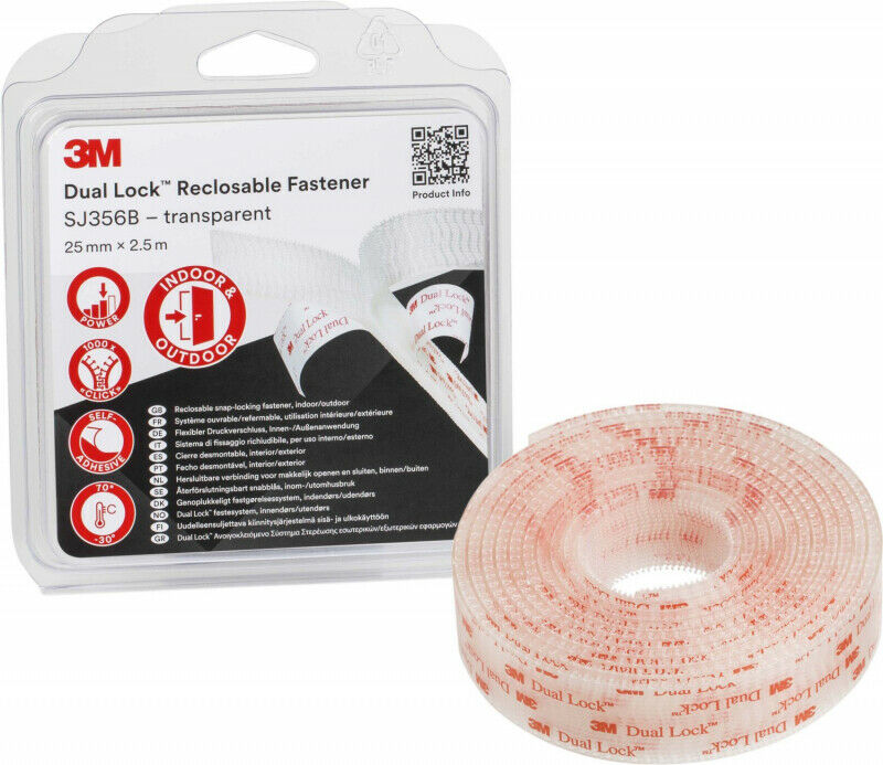 3M SJ356B, Dual Lock, 25mm x 2,5m, transluzent