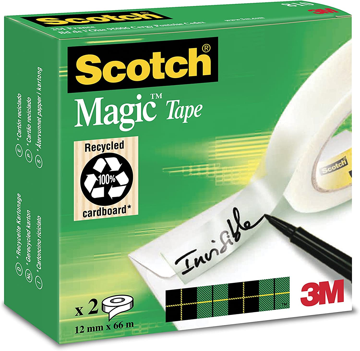 3M Scotch 810 Magic Klebeband M8101266, 12 mm x 66 m, transparent, 2 Rollen