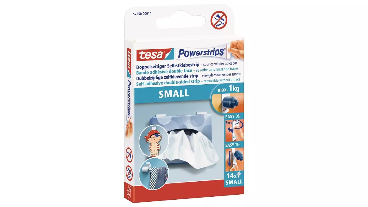 tesa Powerstrips Small (1 kg), 14 Stück, weiß