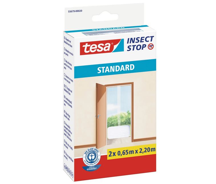 tesa Insect Stop Fliegengitter STANDARD für Türen, 2 x 0.65m x 2.20m